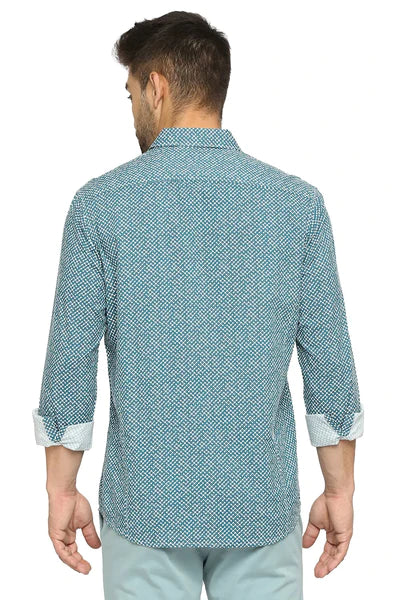 BASICS Mens  TEAL SLIM SHIRT 23BSH51831 LS