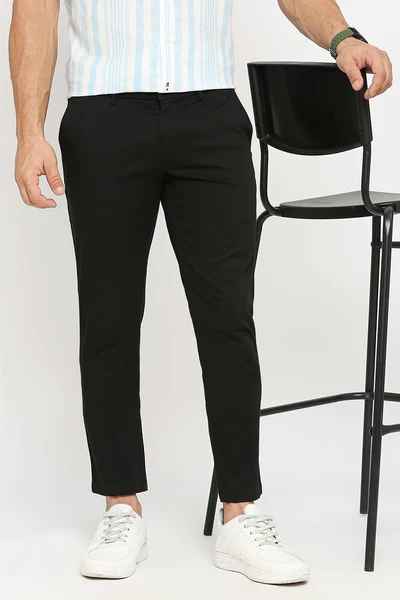 BASICS Mens  BLACK TAPERED TROUSER 23BTR51551 FF