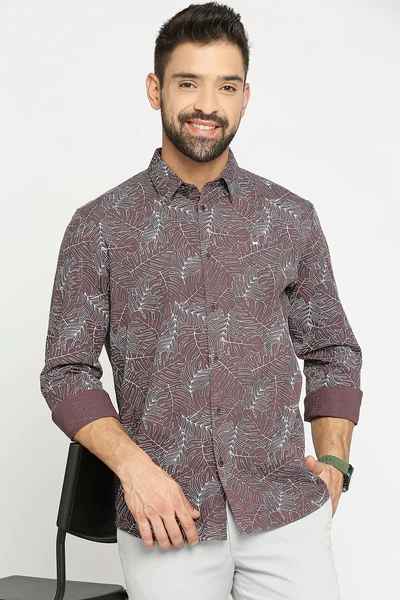 BASICS Mens  WINE SLIM SHIRT 23BSH51849 LS