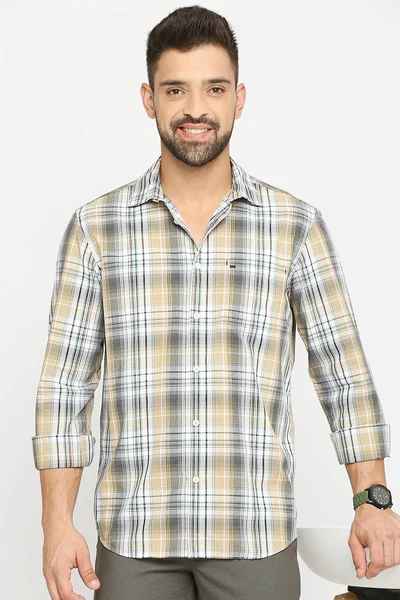 BASICS Mens  BEIGE SLIM SHIRT 23BSH51675 LS