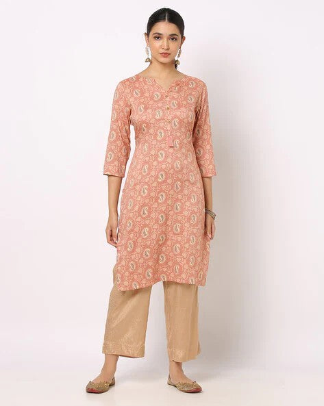 Womens PEACH Color KURTHI