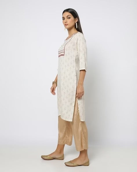 Womens OFF WHITE Color KURTHI