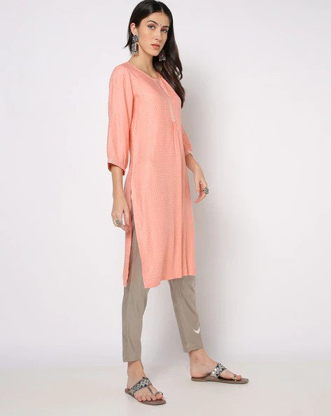 Womens PEACH Color KURTHI