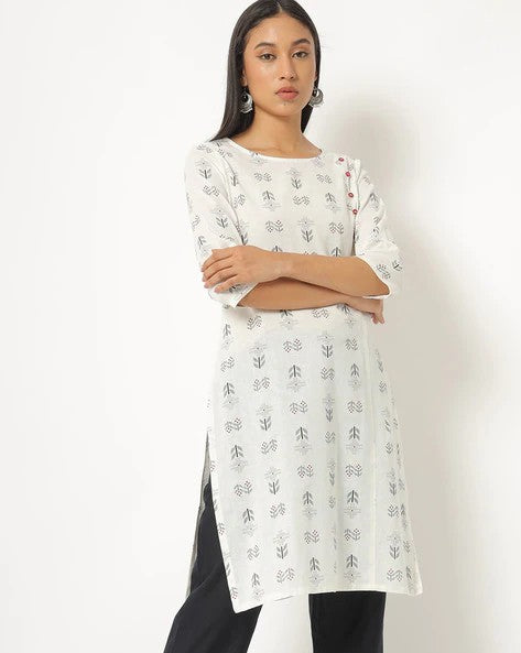 Womens WHITE Color KURTHI