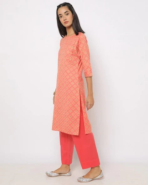 Womens PEACH Color KURTHI