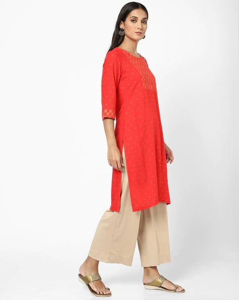 Womens CORAL Color KURTHI