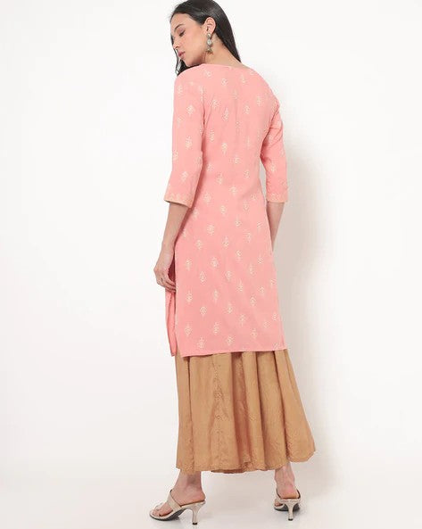 Womens PEACH Color KURTHI