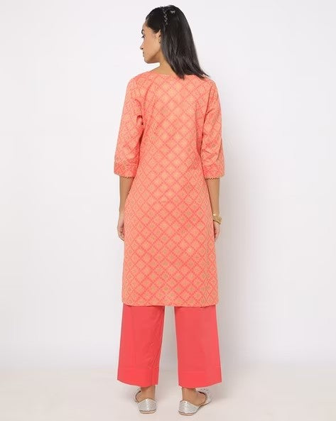 Womens PEACH Color KURTHI