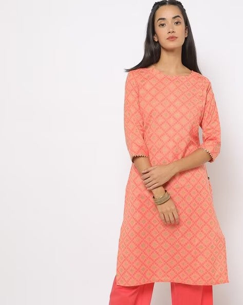 Womens PEACH Color KURTHI