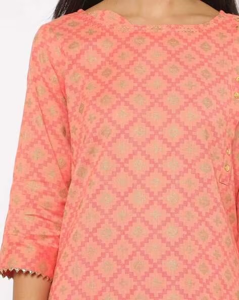 Womens PEACH Color KURTHI