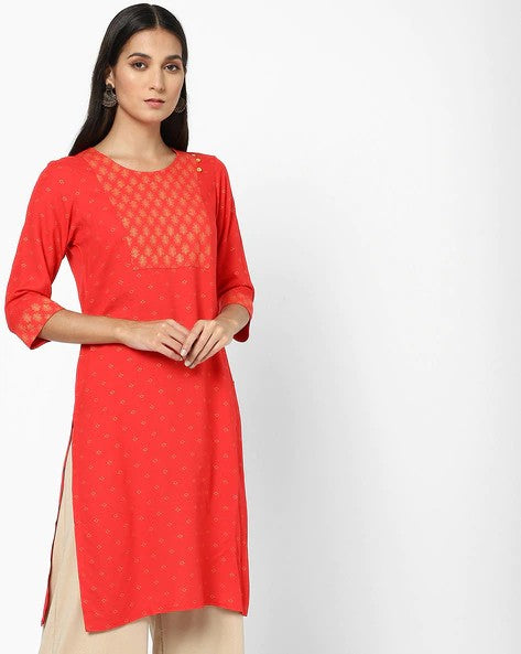 Womens CORAL Color KURTHI